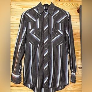 Gray Vintage Wrangler Mens Cowboy Shirt